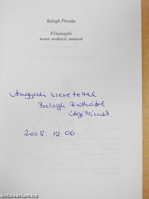 Fénynapló (dedikált példány)