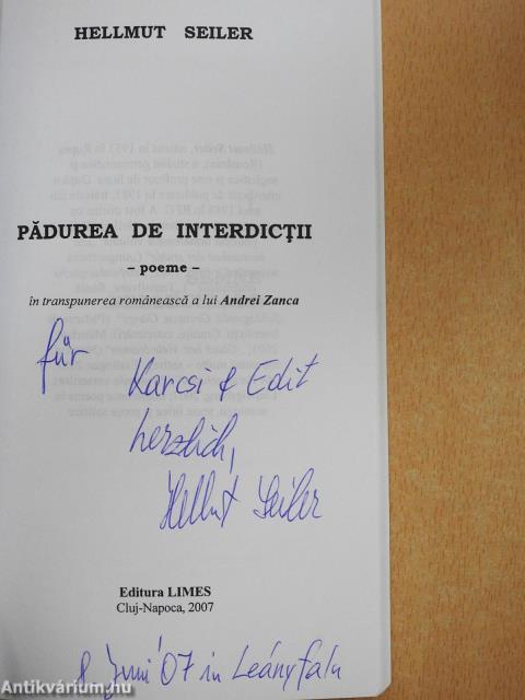 Padurea de interdictii (dedikált példány)