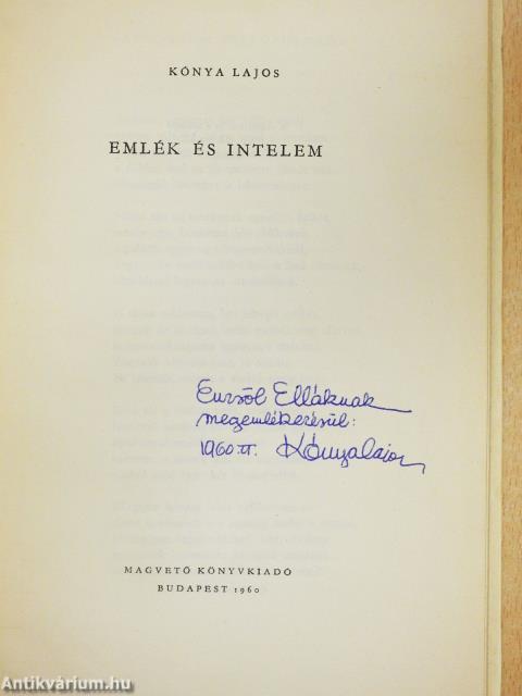Emlék és intelem (dedikált példány)