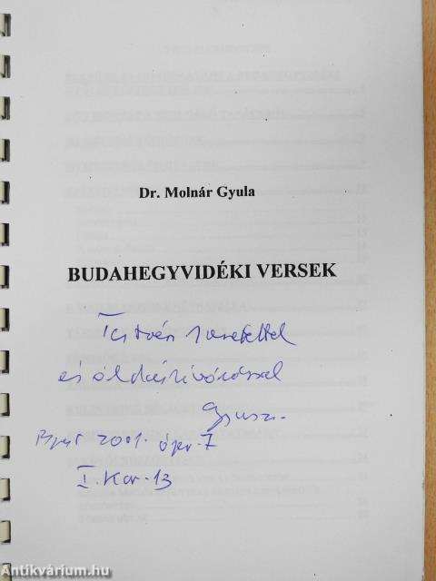 Budahegyvidéki versek (dedikált példány)