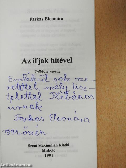 Az ifjak hitével (dedikált példány)