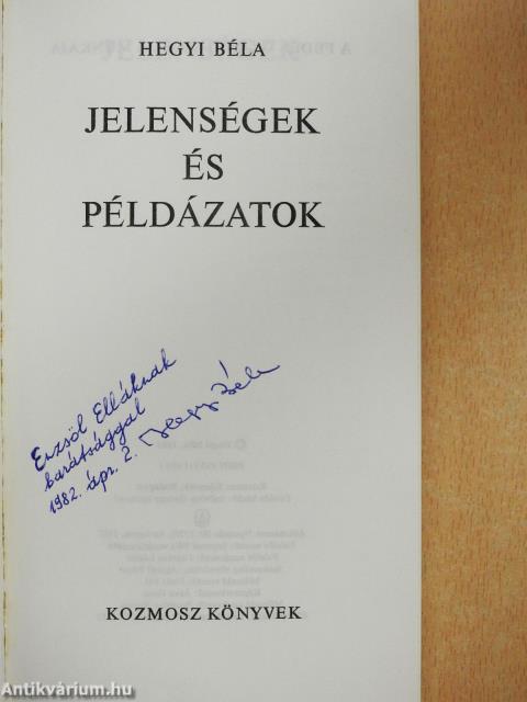 Jelenségek és példázatok (dedikált példány)