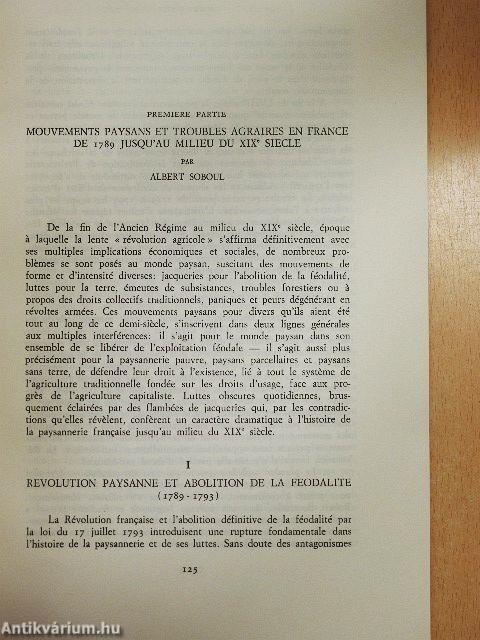 Mouvements Paysans et Troubles Agraires en France de 1789 Jusqu'au Milieu du XIXe Siecle