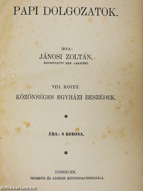 Papi dolgozatok VIII.