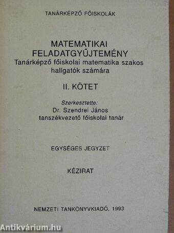 Matematikai feladatgyűjtemény II.