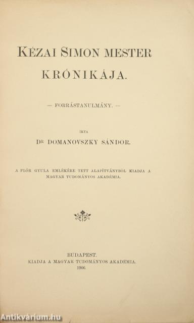 Kézai Simon mester krónikája