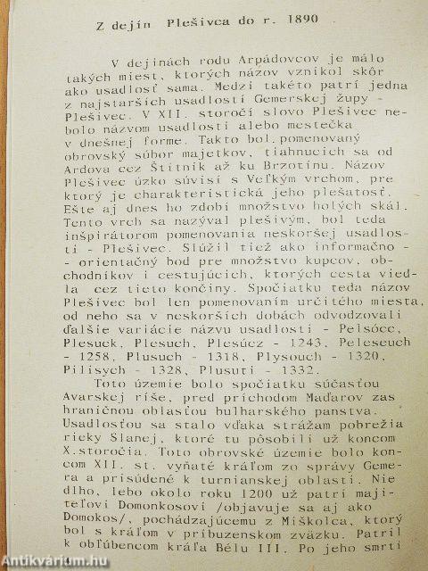 Vytahy z dejín Plesivca