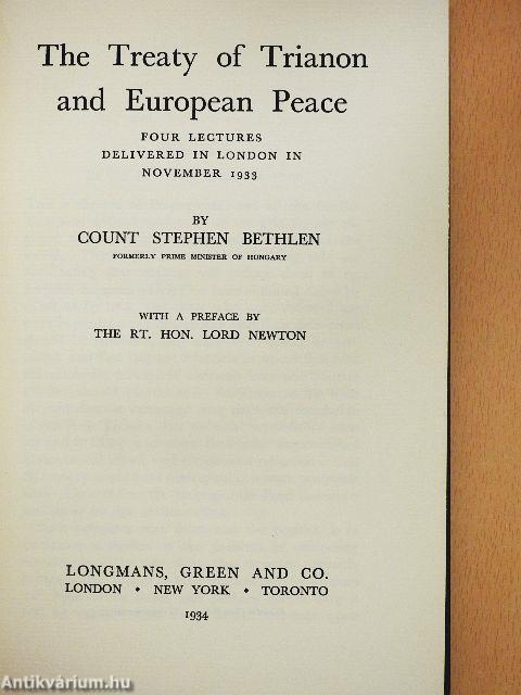 The Treaty of Trianon and European Peace