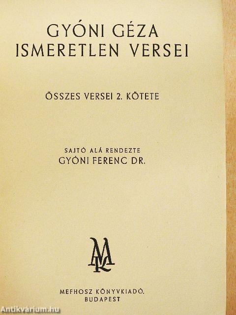 Gyóni Géza ismeretlen versei