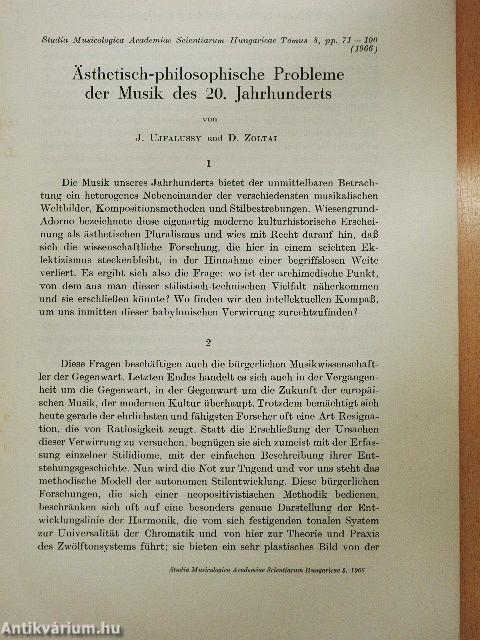 Ästhetisch-philosophische Probleme der Musik des 20. Jahrhunderts