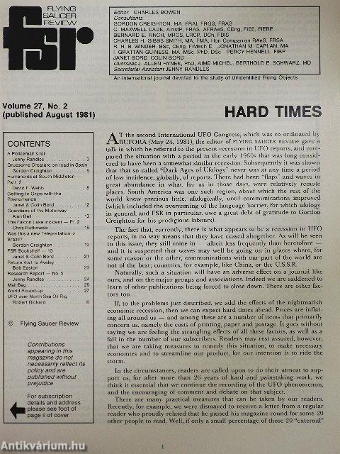 Flying Saucer Review August 1981