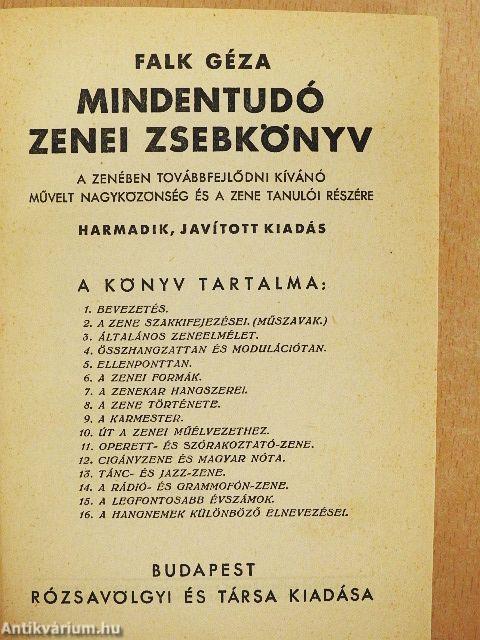 Mindentudó zenei zsebkönyv