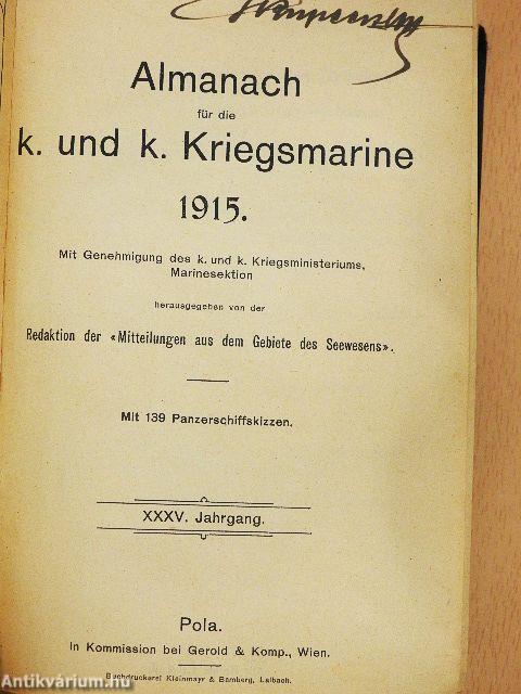 Almanach für die k. und k. Kriegsmarine 1915.