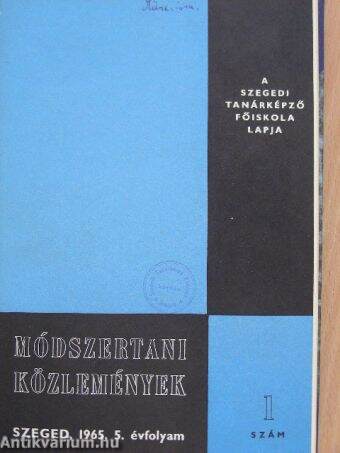 Módszertani Közlemények 1965/1-5.