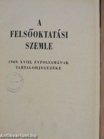 Felsőoktatási Szemle 1969. január-december