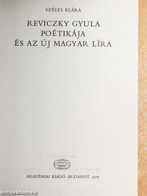 Reviczky Gyula poétikája és az új magyar líra
