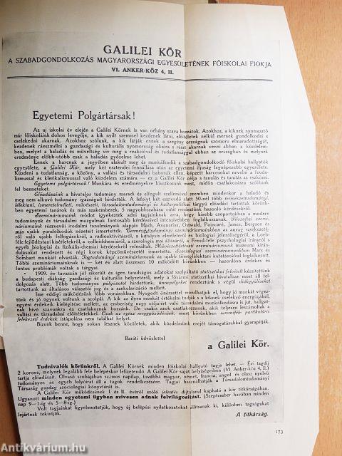 A Galilei Kör megalakulása