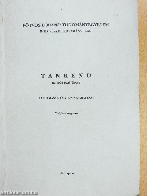 Tanrend az 1995 őszi félévre