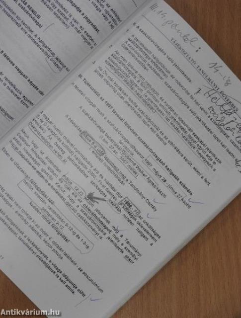 Tanrend az 1997. tavaszi félévre