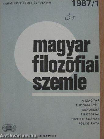 Magyar Filozófiai Szemle 1987. (nem teljes évfolyam)