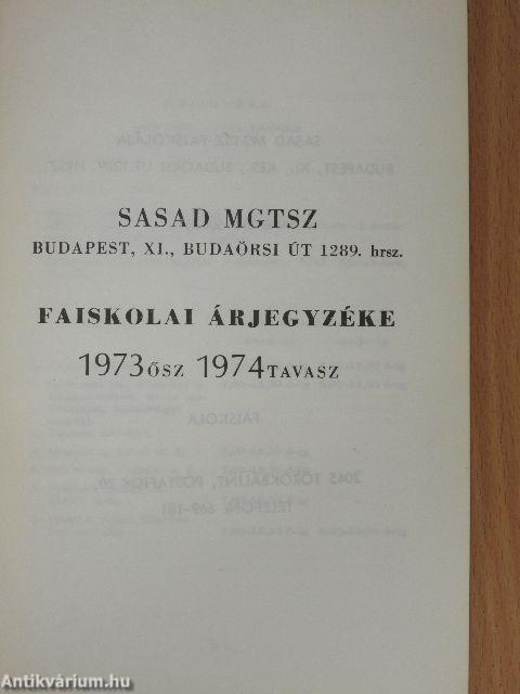 Faiskolai árjegyzék 1973. ősz-1974. tavasz