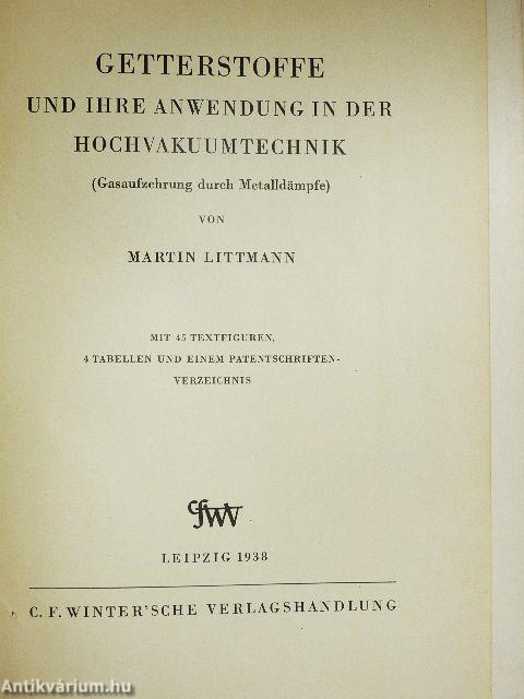 Getterstoffe und ihre Anwendung in der Hochvakuumtechnik