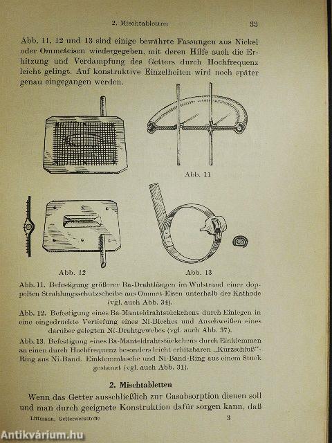 Getterstoffe und ihre Anwendung in der Hochvakuumtechnik