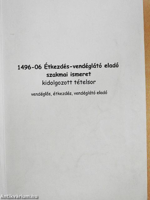 1496-06 Étkezdés-vendéglátó eladó szakmai ismeret kidolgozott tételsor