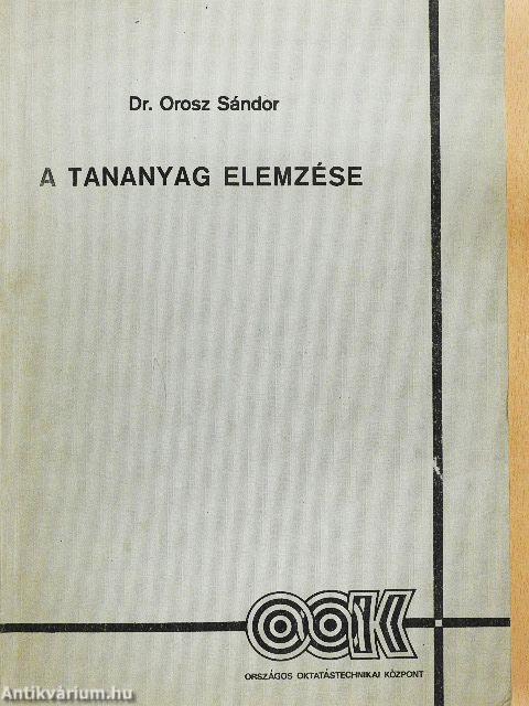 A tananyag elemzése