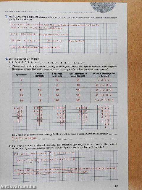 Sokszínű matematika munkafüzet 6. - Megoldások