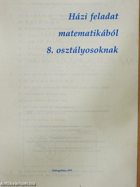 Házi feladat matematikából 8. osztályosoknak