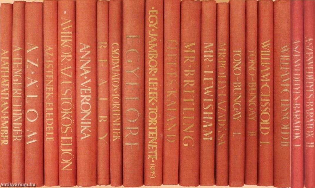 "20 kötet H. G. Wells Reprezentatív Regénysorozatából (nem teljes sorozat)"