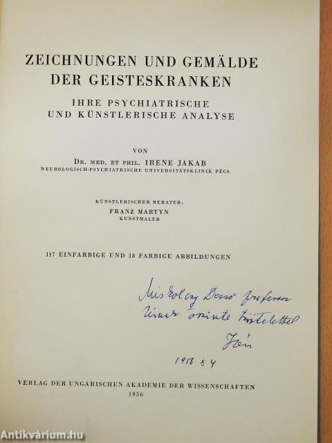 Zeichnungen und Gemälde der Geisteskranken (dedikált példány)