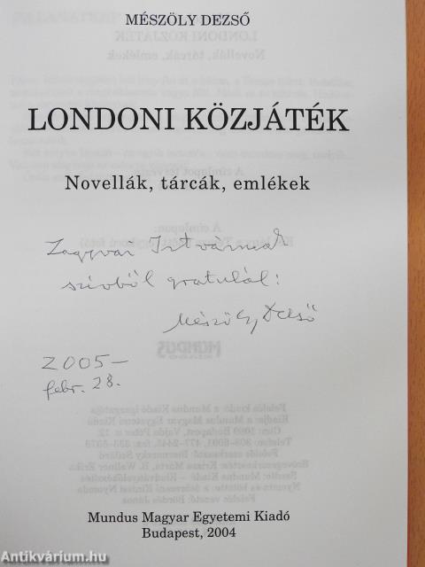 Londoni közjáték (dedikált példány)