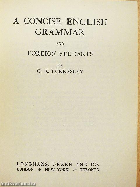 A Concise English Grammar for Foreign Students