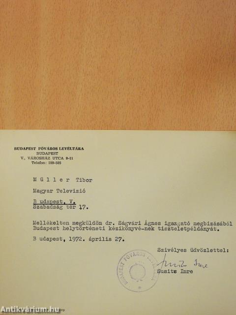 Budapest helytörténeti kézikönyve (aláírt példány)