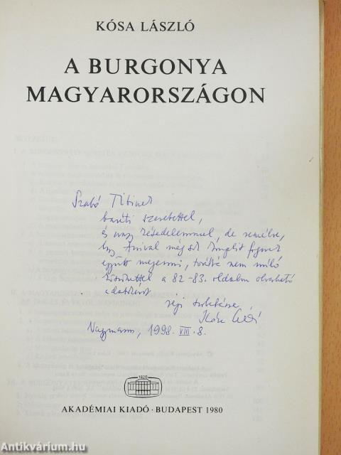A burgonya Magyarországon (dedikált példány)