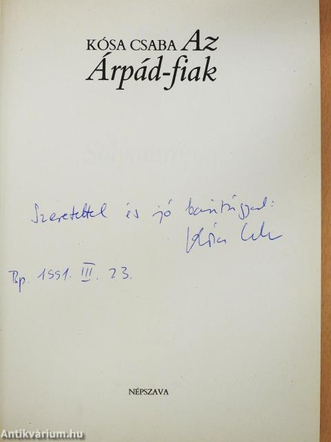 Az Árpád-fiak (dedikált példány)