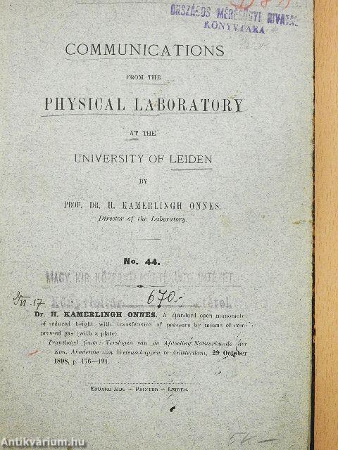 Communications from the Physical Laboratory at the University of Leiden 44, 78, 94, 146.
