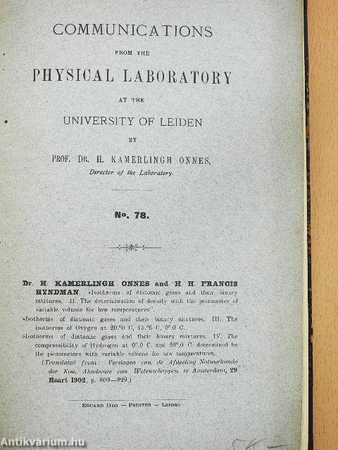 Communications from the Physical Laboratory at the University of Leiden 44, 78, 94, 146.