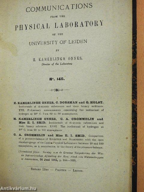 Communications from the Physical Laboratory at the University of Leiden 44, 78, 94, 146.