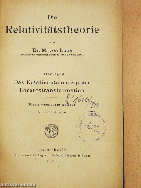 Die Relativitätstheorie I-II.