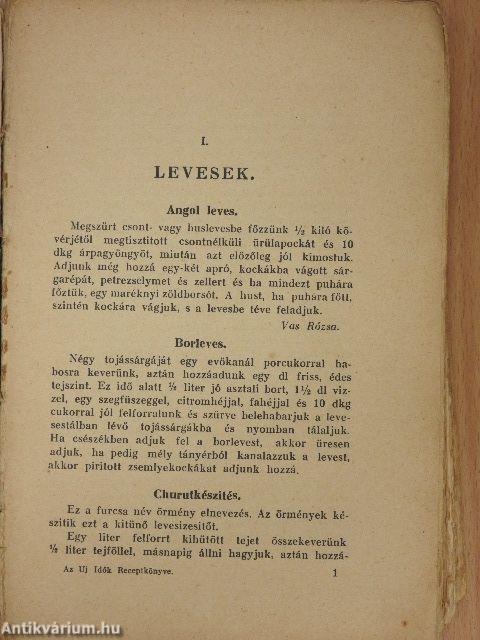 Az Uj Idők Receptkönyve (rossz állapotú)