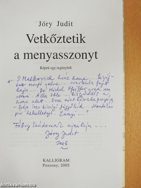 Vetkőztetik a menyasszonyt (dedikált példány)