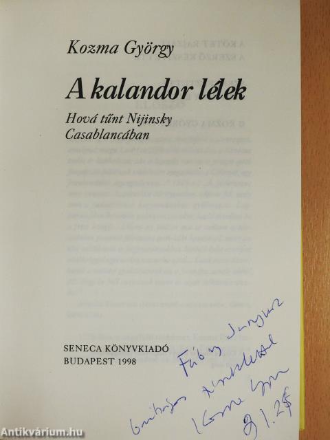 A kalandor lélek (dedikált példány)