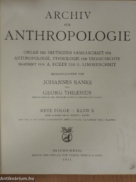 Archiv für Anthropologie X./Korrespondenz-Blatt der Deutschen Gesellschaft 1911. Januar-Dezember