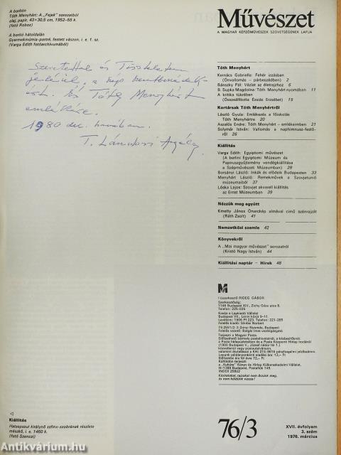Művészet 1976. március (dedikált példány)