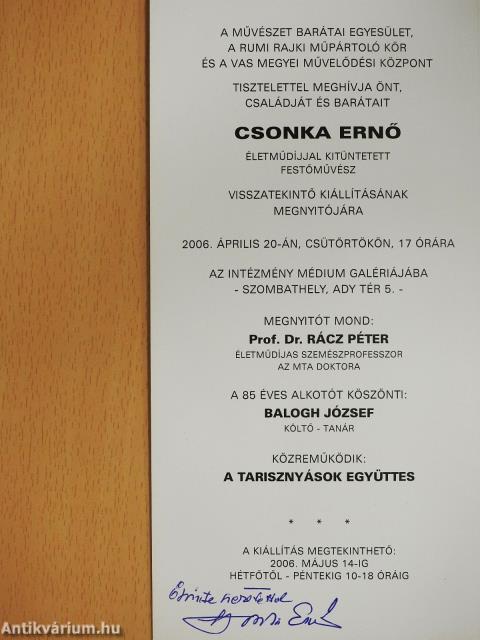 Isten ecsetjének árnyéka... (többszörösen dedikált példány)