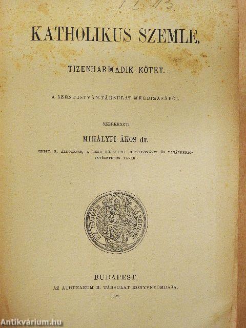 Katholikus Szemle 1899. január-december