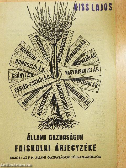 Állami gazdaságok faiskolai árjegyzéke 1957